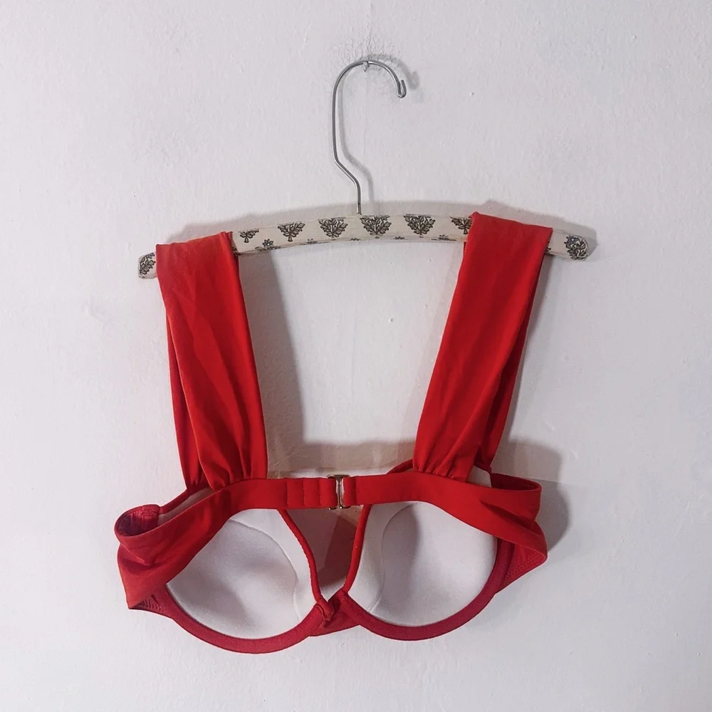 WeWoreWhat Claudia Bikini Top Poppy Red Swimwear Summer